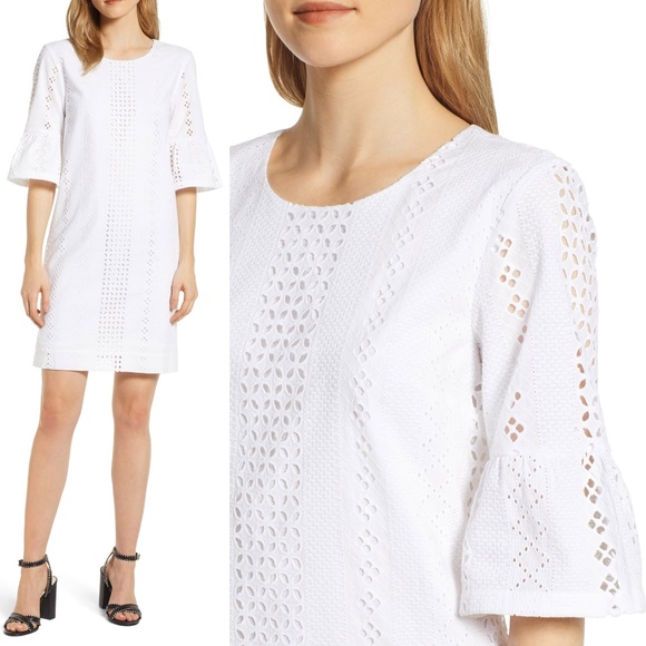 J. Crew Dresses & Skirts - J. Crew White Cotton Flutter Sleeve Eyelet Dress